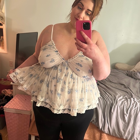 NWT Sexy Arula white and blue layered tank top - Picture 3 of 4